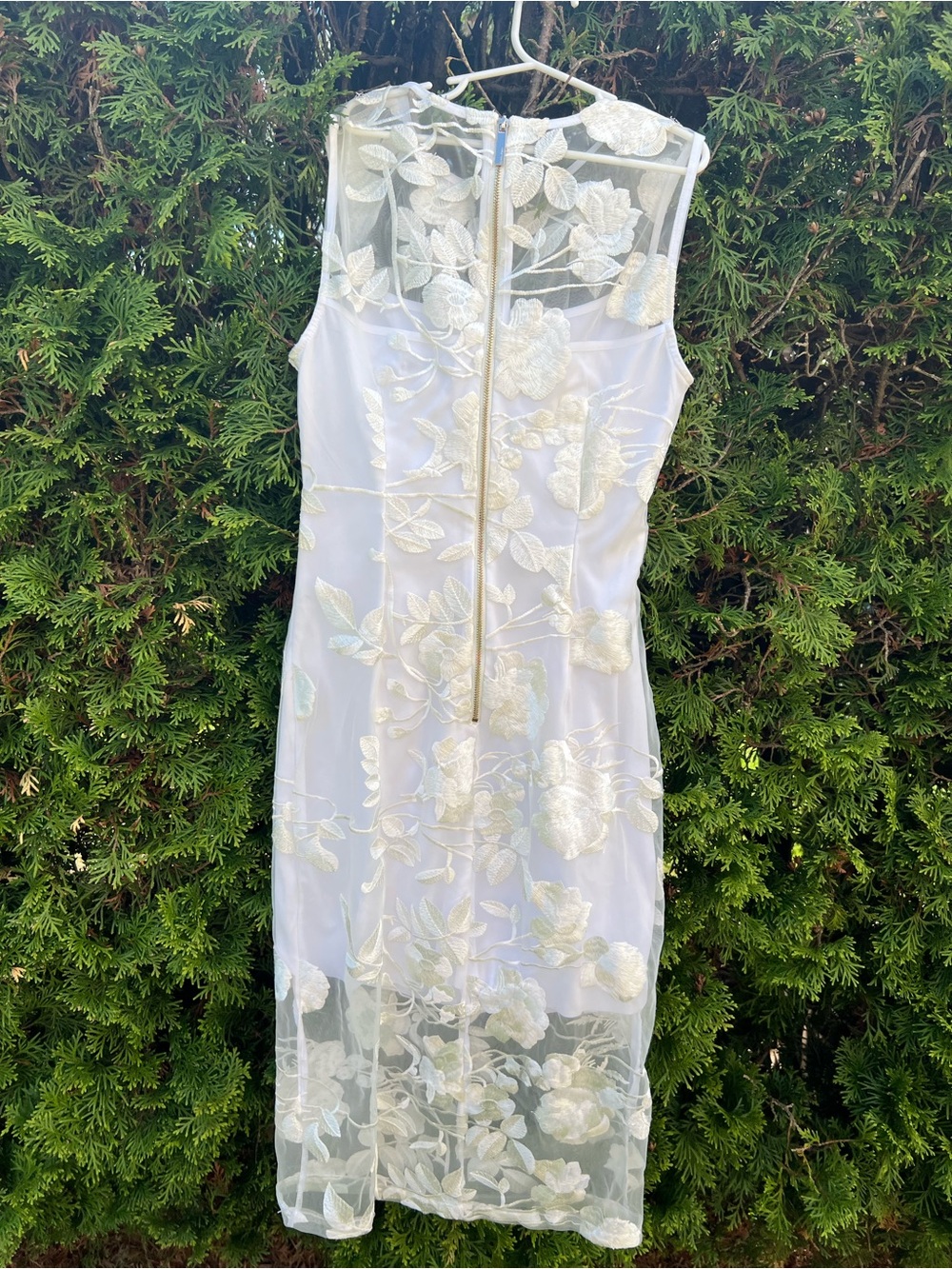 Calvin Klein White Sheer Floral Midi Dress - Picture 2 of 5